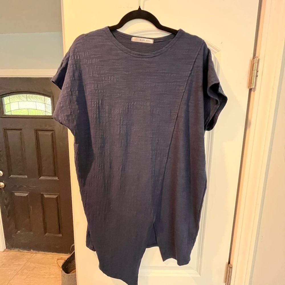 Casual Blue Textured Dress